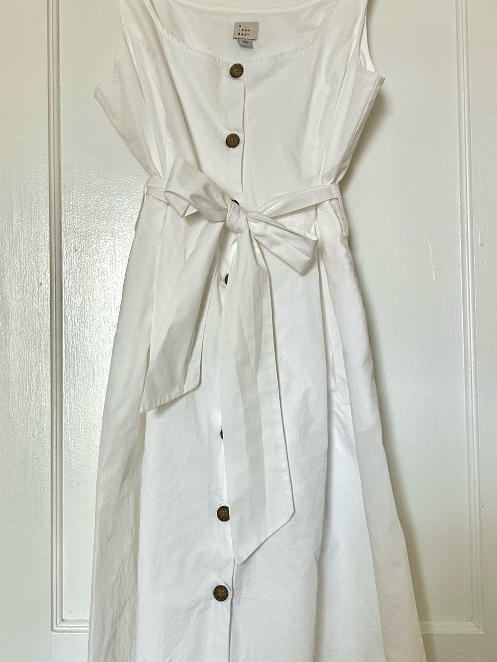 a new day Cream Button-Front Belted Dress